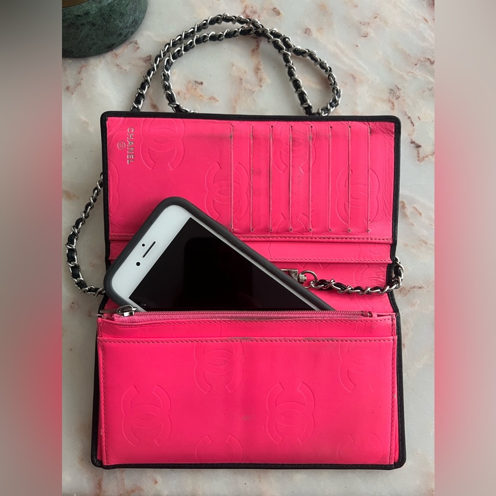 Chanel Cambon Ligne Calfskin Bifold Wallet with Chain | Crossbody - Picture 8 of 11